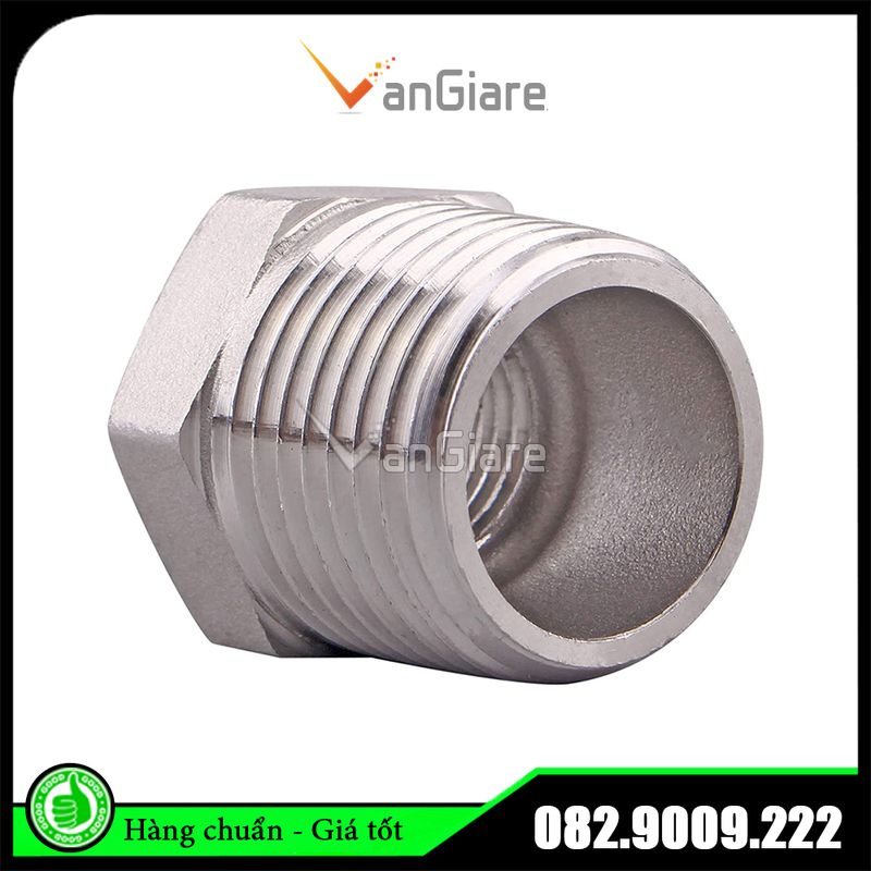 Cà rá inox, lơ thu ren inox 304, nối ren trong ren ngoài inox phi 13 17 21 27 34 42 49 60