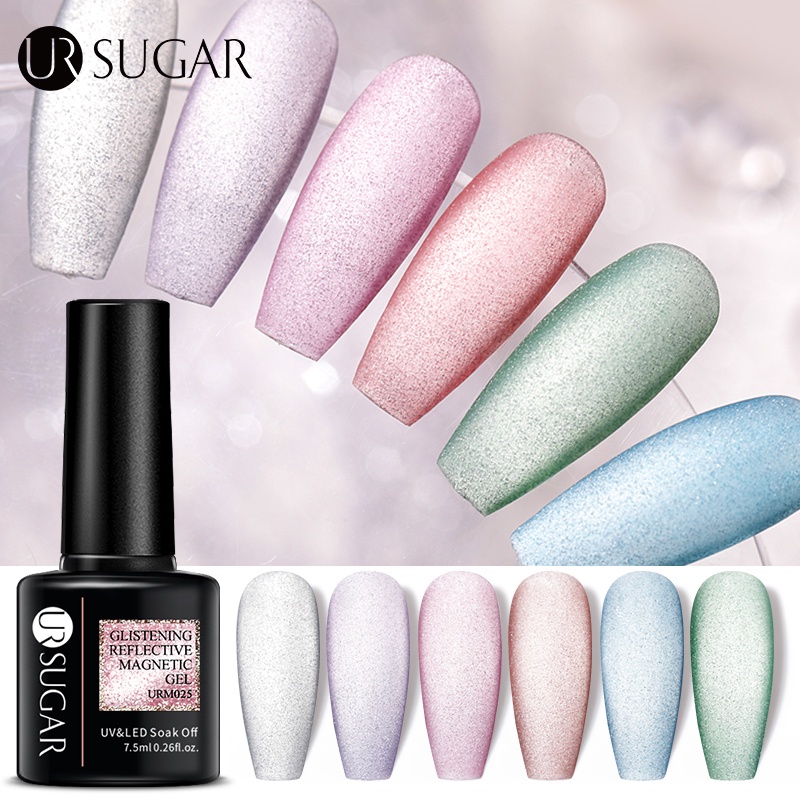 Sơn móng tay UR SUGAR dạng gel 7.5ml màu hồng/ xanh dương bạc thời trang mùa hè