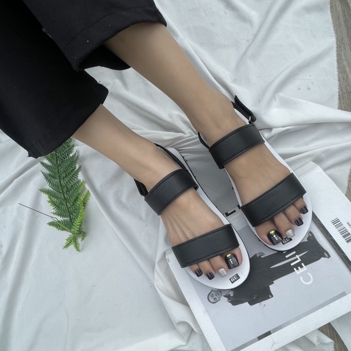 dép xăng đan nam nữ đế bằng A6 đen ( sandal đồng nai )