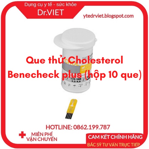 Que thử cholesterol Benecheck Plus Hộp 10 Que - hỗ trợ đo lượng Cholesterol trong máu