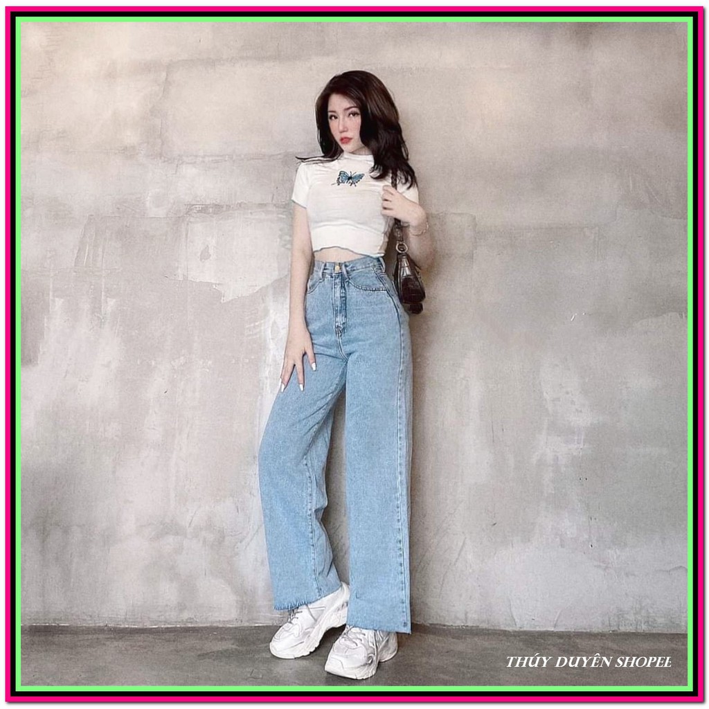 Quần jean nữ ỐNG SUÔN DÀI xanh ( đậm - nhạt ) quần BÒ ống suông cực đẹp X-55