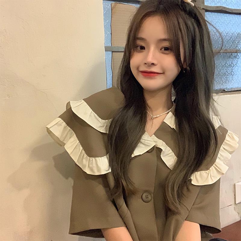 Áo babydoll Croptop Hai Lớp Cổ Búp Bê Phong Cách Retro Thời Trang Mùa Hè | BigBuy360 - bigbuy360.vn