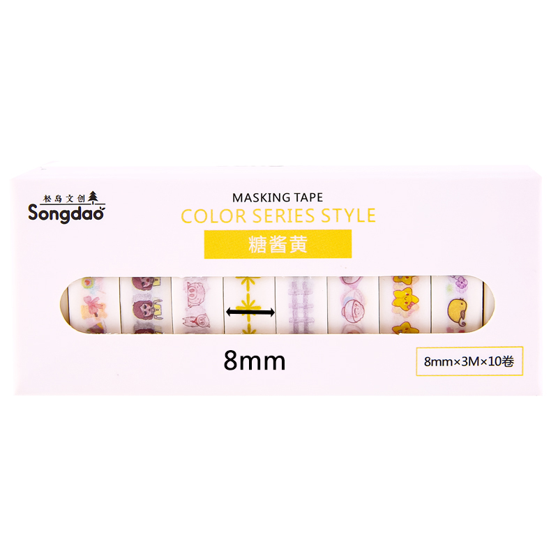 Bộ 10 Cuộn Băng Keo In Họa Tiết Hoạt Hình Đáng Yêu