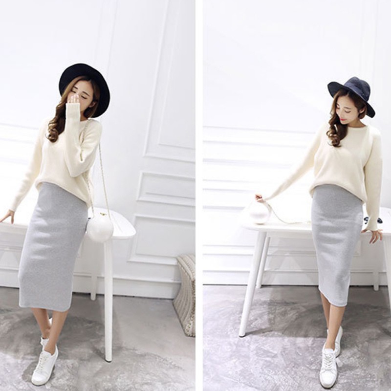 [Baywellfashion]Chân váy bút chì bằng cotton dáng dài ôm sát xẻ tà màu trơn đơn giản cho nữ | BigBuy360 - bigbuy360.vn