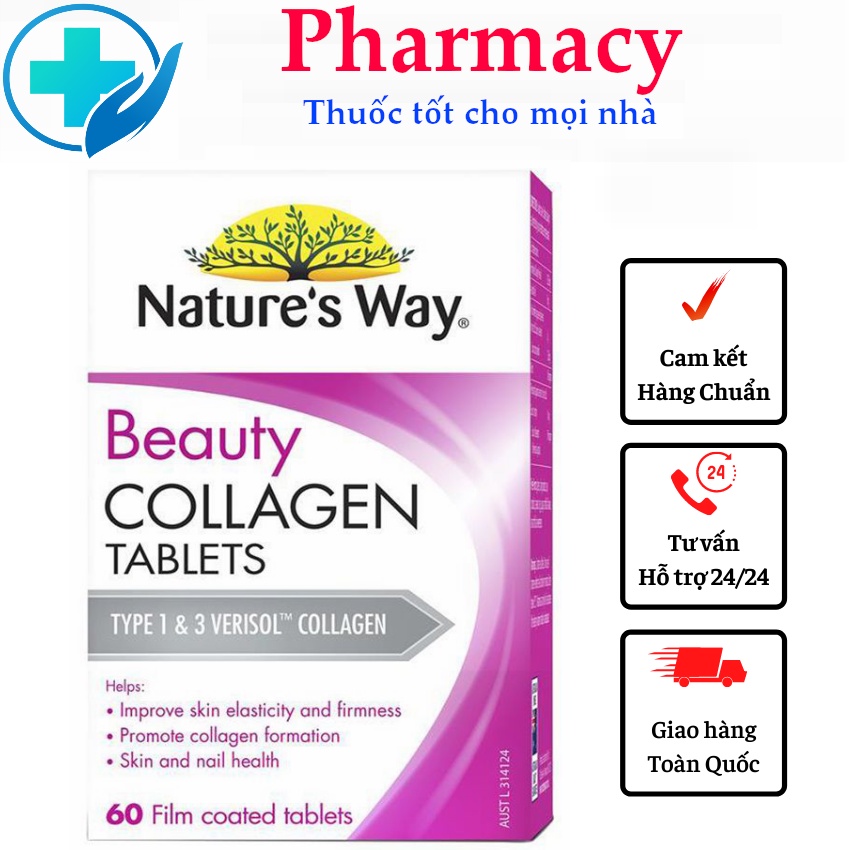 Viên uống đẹp da Beauty Collagen Nature's Way của Úc, 60 viên ( Dạng Viên)
