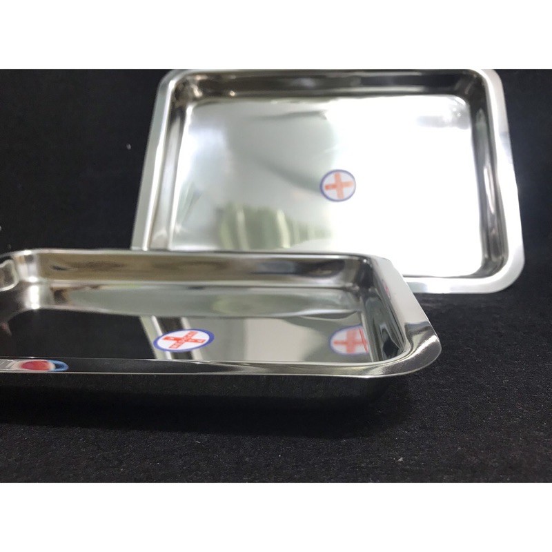 Khay inox chữ nhật đựng dụng cụ y tế, khay inox y tế, mâm inox đựng dụng cụ y tế 13x22x2cm