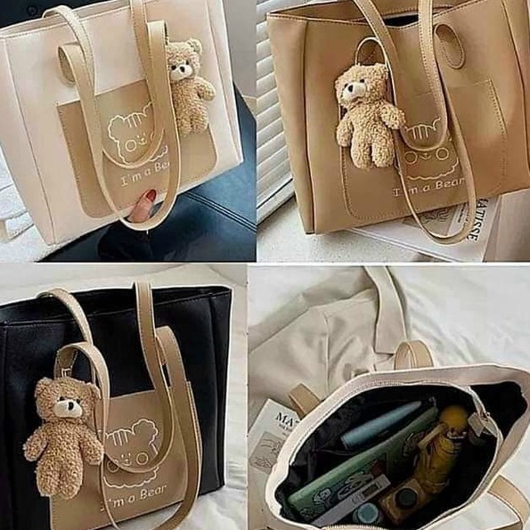 M126- Túi xách nữ công sở da tặng kèm móc gấu size 40cm 3 ngăn 3 màu xinh xin cho nàng-túi tote