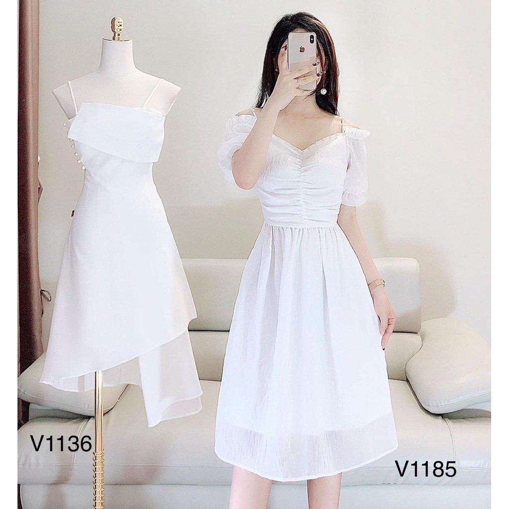 [ xả kho ] MiD VÁY TRẮNG VIỀN NGỌC V1185 Mie Design kèm ảnh thật