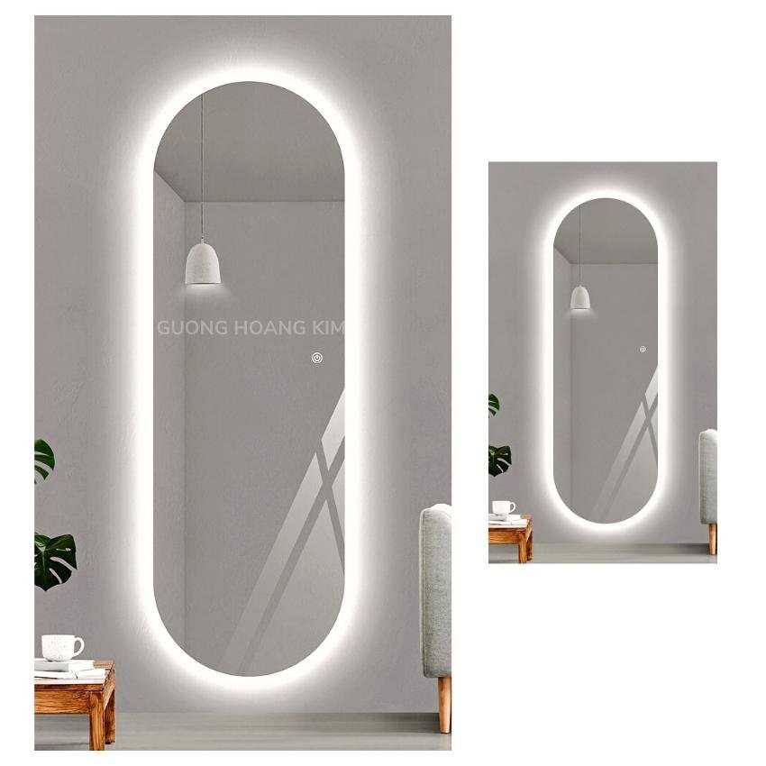 Gương led toàn thân hình oval treo tường tính năng led hậu 3 màu kích thước 60x170cm BẢN TIÊU CHUẨN guonghoangkim