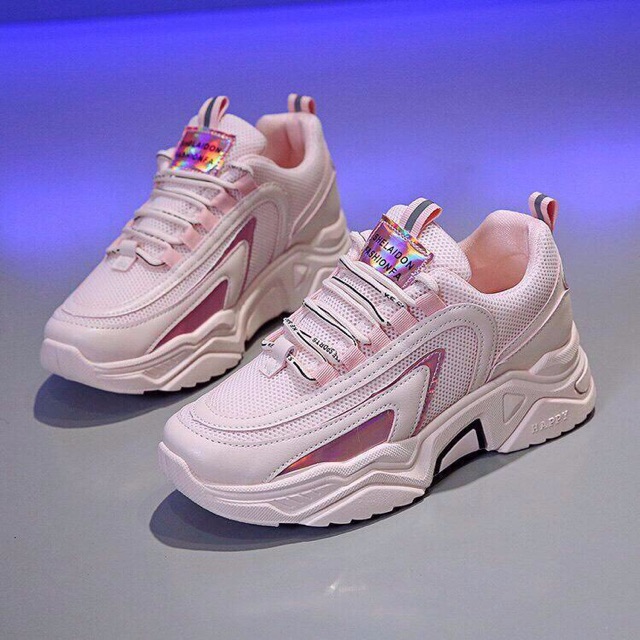 [Mã FAGREEN245 giảm 10% tối đa 30k đơn từ 99k] Giày nữ màu hồng lưới thoáng độn đế 5cm dáng hàn năng động mã a26 | BigBuy360 - bigbuy360.vn