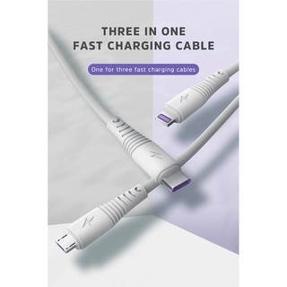 Kivee cáp sạc 3in1 đa chức năng, sạc nhanh, usb to micro, type-c, lightning, kv-ch072-12mlv