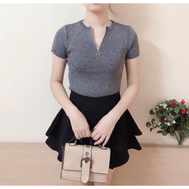 Áo len kẻ khoá ngực . Sỉ 85k