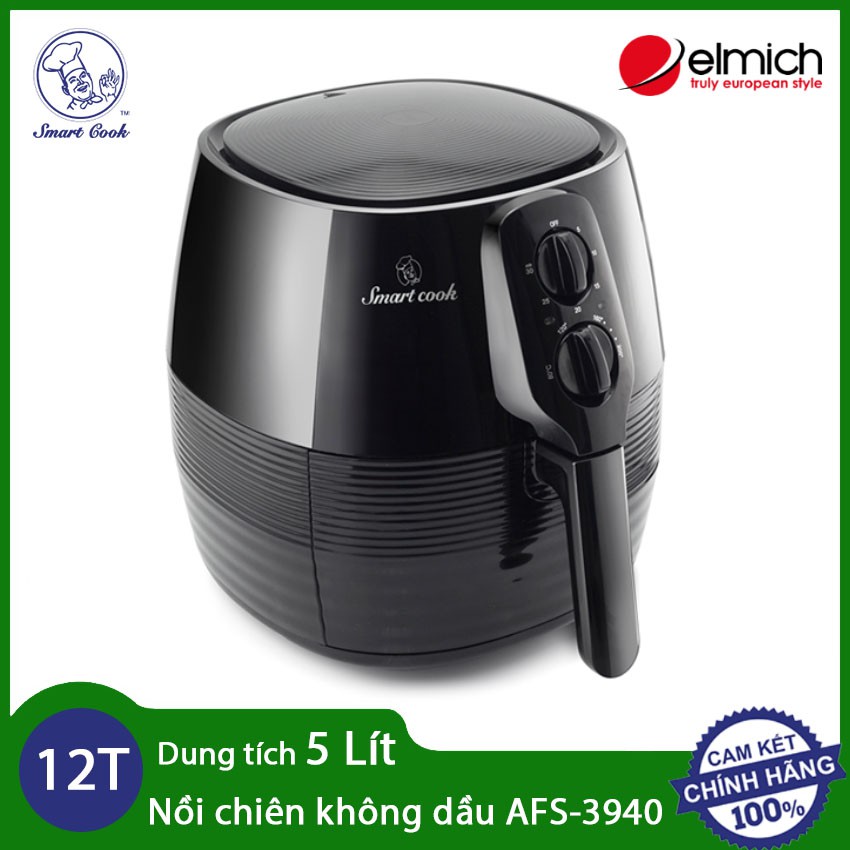 Nồi chiên không dầu dung tích 5 lít Elmich Smartcook AFS-3940 - Hàng chính hãng, bảo hành 12 tháng