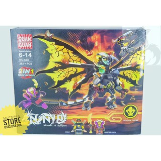 Lego Lắp Ráp Robot Rồng Bay NinjaGo 2 in 1 - Quan Guan 638 ( Cam/Đen - 282 Mảnh )