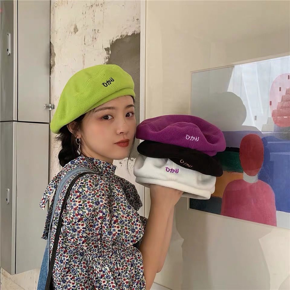 Mũ Beret Lông Cừu Mềm Mại Phong Cách Thời Trang Harajuku Nhật Bản Dành Cho Nữ
