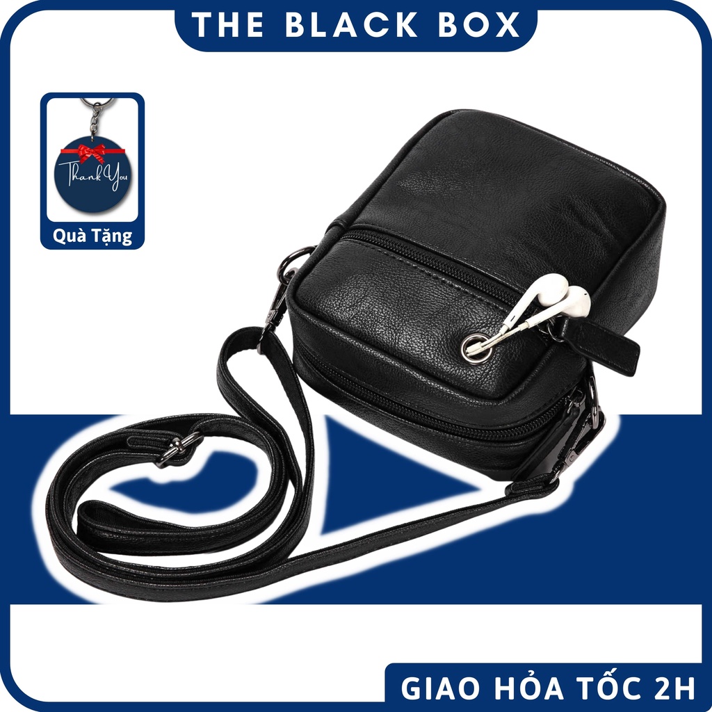 Túi Đeo Chéo Nam Nữ Unisex Mini Bag Da Mềm Mịn Cao Cấp Tiện Lợi, Túi Đeo Dạo Phố Bền Bỉ - The Black Box