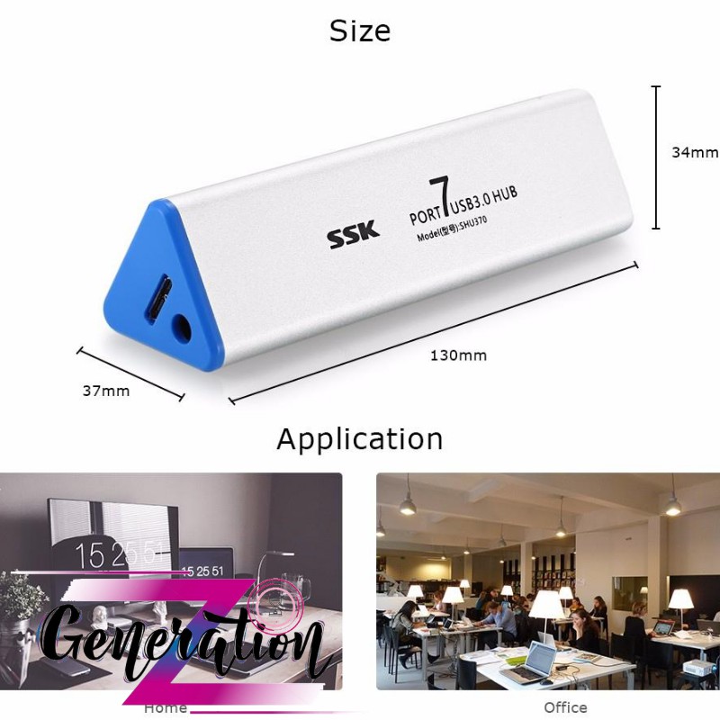 Hub chia USB 1 ra 7 kèm nguồn SSK SHU 370