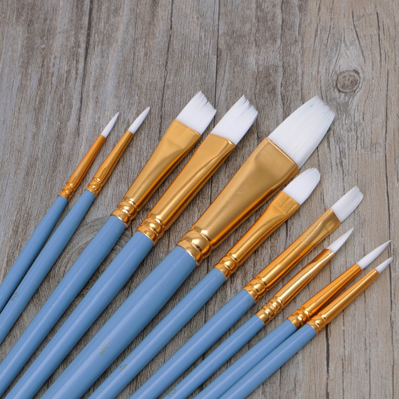 love*10Pcs Blue Oil Gouache Watercolor Painting Nail Art Pen White Nylon Hair Brushes