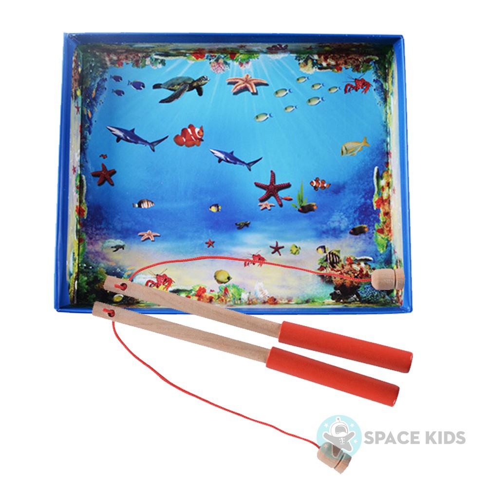 Đồ chơi cho bé Hộp đồ chơi câu cá gỗ gắn nam châm 32 chi tiết Space Kids cho bé vui chơi