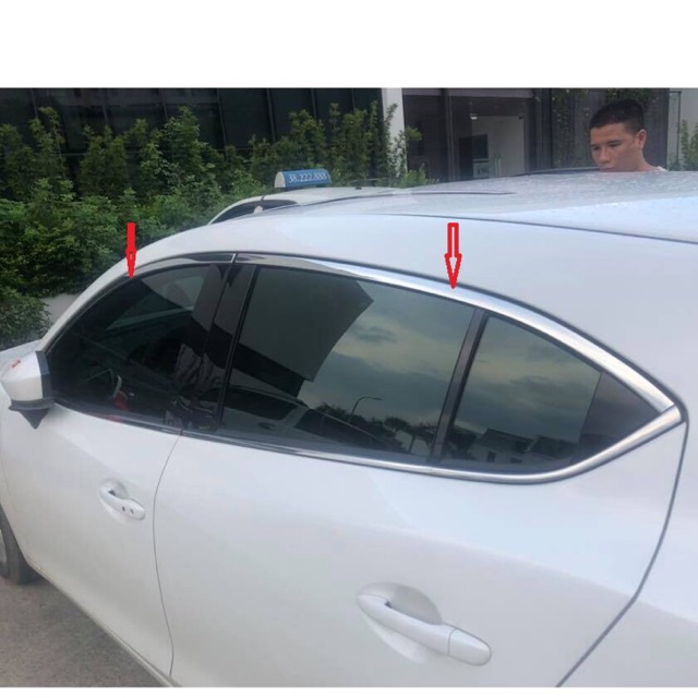 Nẹp cong kính mazda 3 inox 2015 - 2019. 2020 - 2023 inox cao cấp