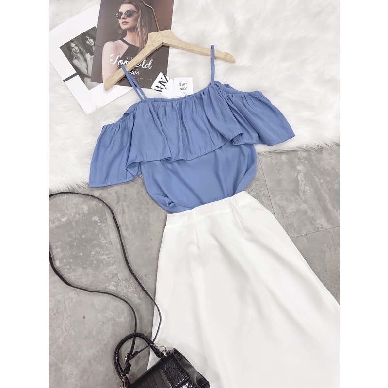 [Mã WASTCOOL giảm 15% tối đa 50K đơn 99K] BÁN SỈ SÉT ÁO XANH TRỄ VAI MIX CHÂN VÁY TRẮNG CHO NỮ | BigBuy360 - bigbuy360.vn