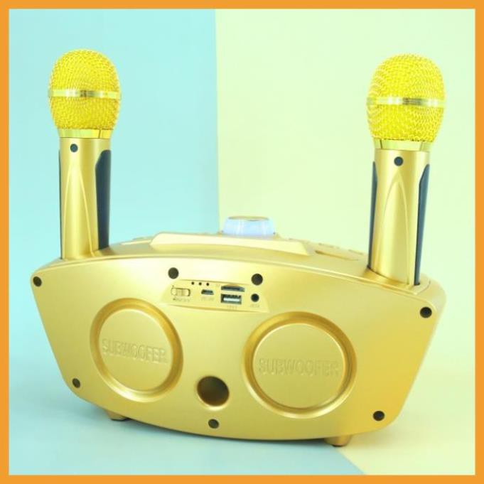 ☢️MẠI DÔ☢️ Loa kèm micro hát karaoke Bluetooth SD-306 Không dây- tặng kèm 2 mic - BH 6 THÁNG