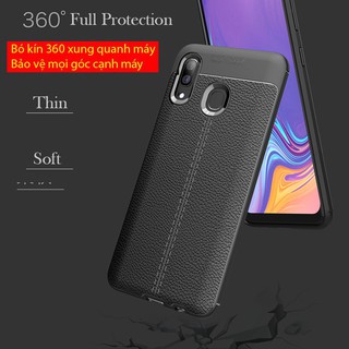 Ốp lưng dẻo Galaxy A20 Vân giả da Auto Focus
