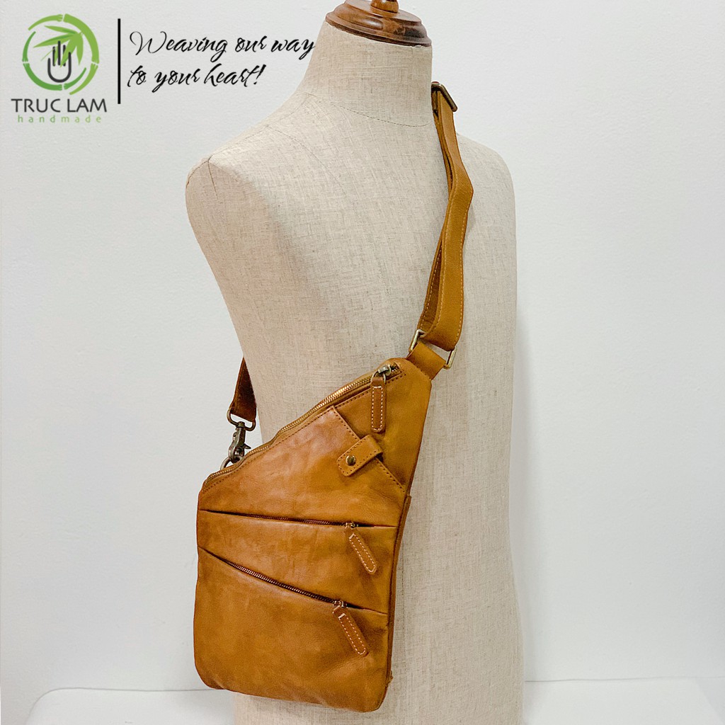 Túi Đeo Chéo Thời Trang Nam Da Bò Thật Cao Cấp Ba Khóa Kéo – Trúc Lâm Handmade