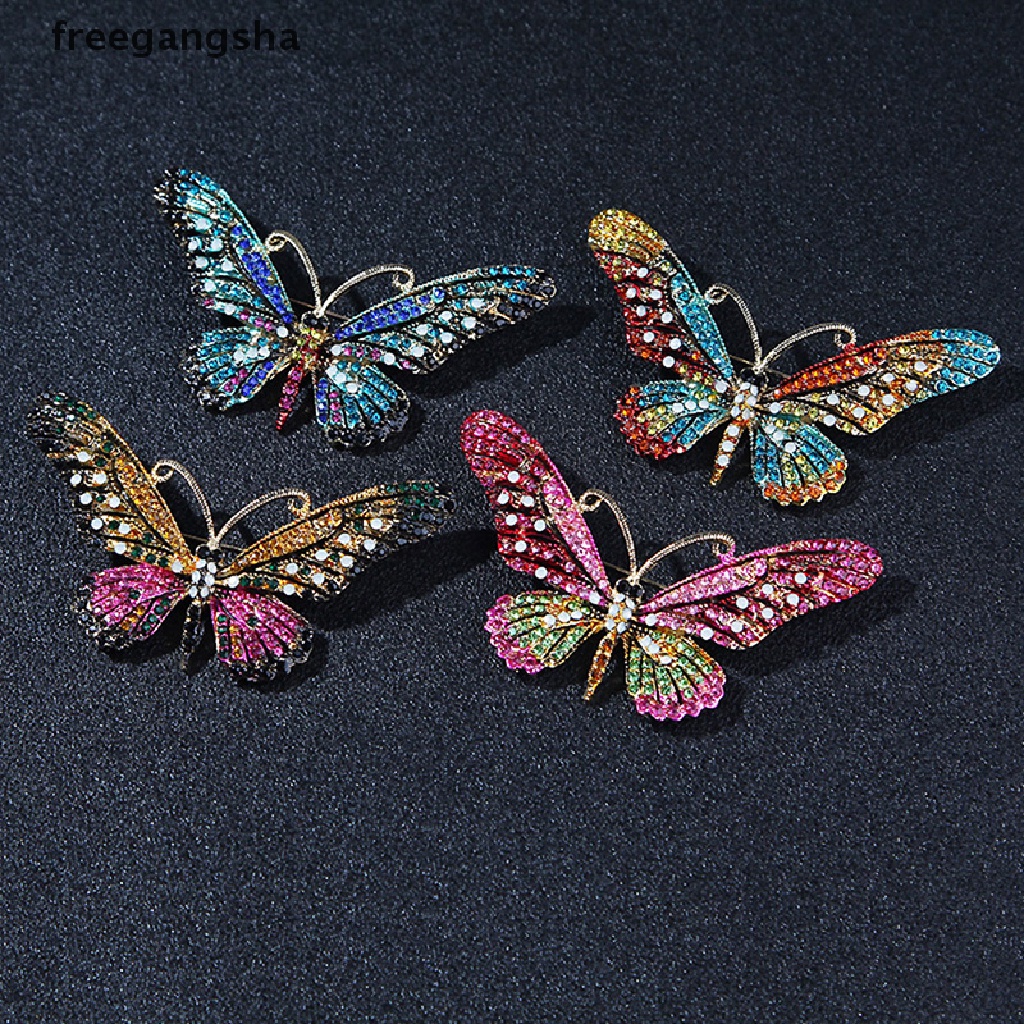 [FREG] Butterfly Animal Crystal Rhinestone Brooch Pins Women Jewelry Gift Bouquet Pin FDH