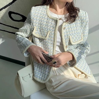Hanny áo dạ tweed sẵn trắng m