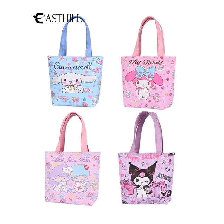 Túi Da PU Đựng Hộp Cơm Trưa Di Động Họa Tiết Hoạt Hình Kuromi My Melody Cinnamoroll Dễ Thương