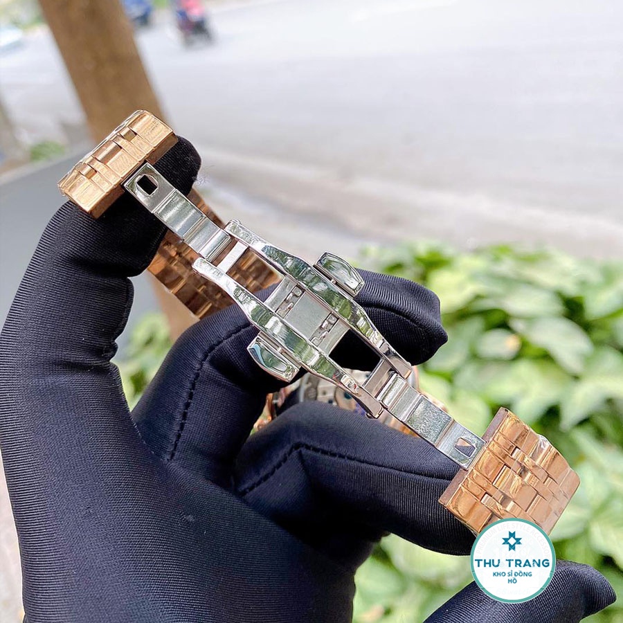 Đồng hồ Nam Rolex máy nhật, mẫu 6kim mặt số đính đá, mặt Trắng viền vàng,dòng cơ Automatic size 40mm-41mm