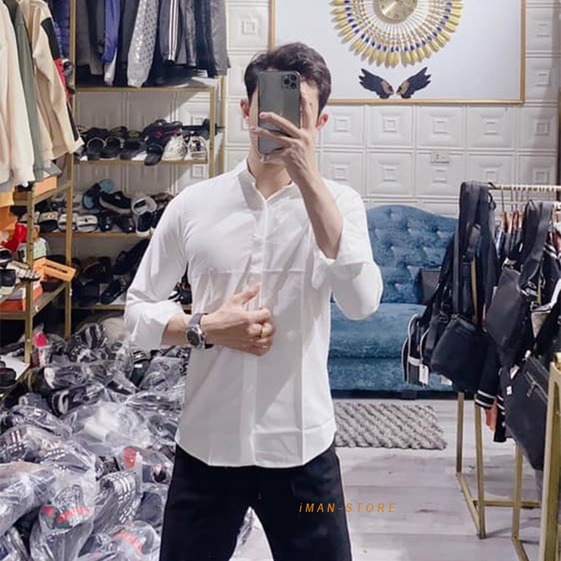 Áo Sơ Mi Nam Trắng Đen, Áo Sơ Mi Nam Hàn Quốc Dài Tay Vải Lụa Mềm Mịn Siêu HOT [Bán Chạy] | BigBuy360 - bigbuy360.vn