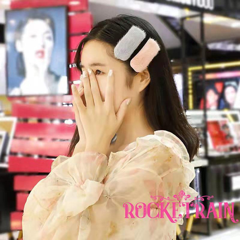 ✥Vz✮Kẹp tóc hình giọt nước/ vuông/ vuông/ tam giác bằng nhung màu trơn thời trang cho nữ
