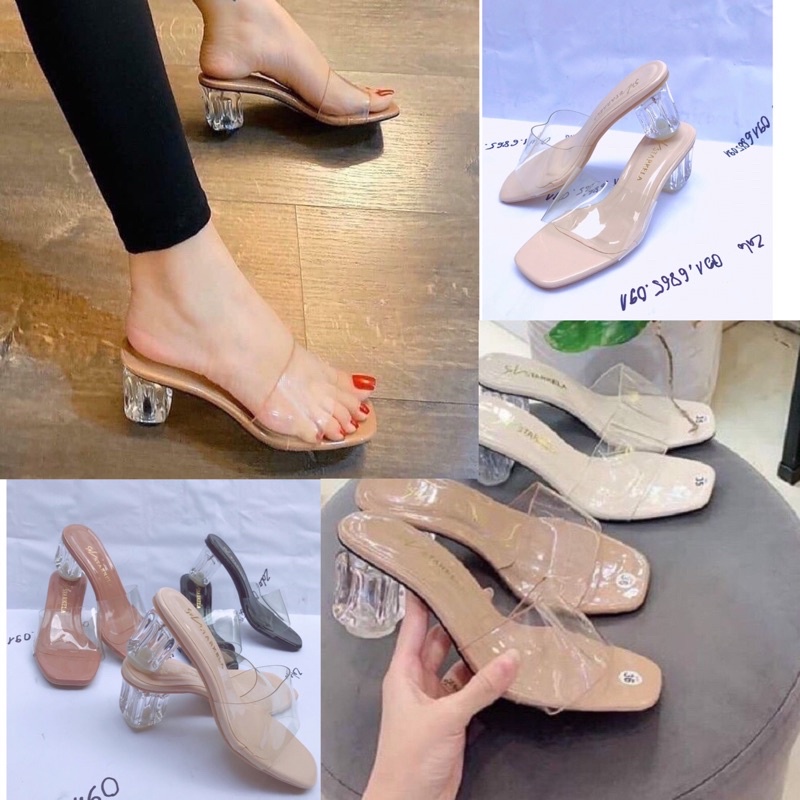 [Mã 44FASHIONSALE1 giảm 10k đơn từ 50k] Dép nữ- guốc quai trong gót trong cao 5cm- form chuẩn