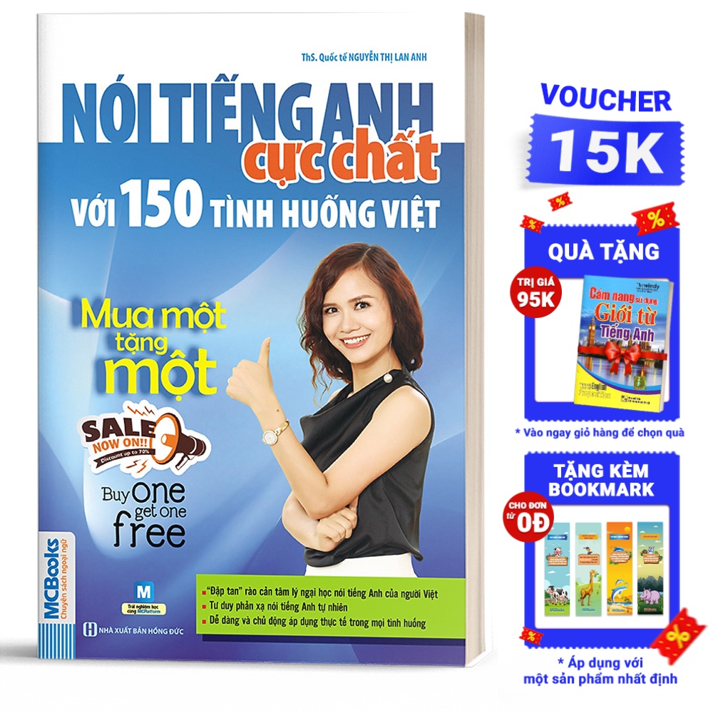 Sách - Nói tiếng Anh cực chất với 150 tình huống Việt Mua 1 tặng 1 - Buy one get one free