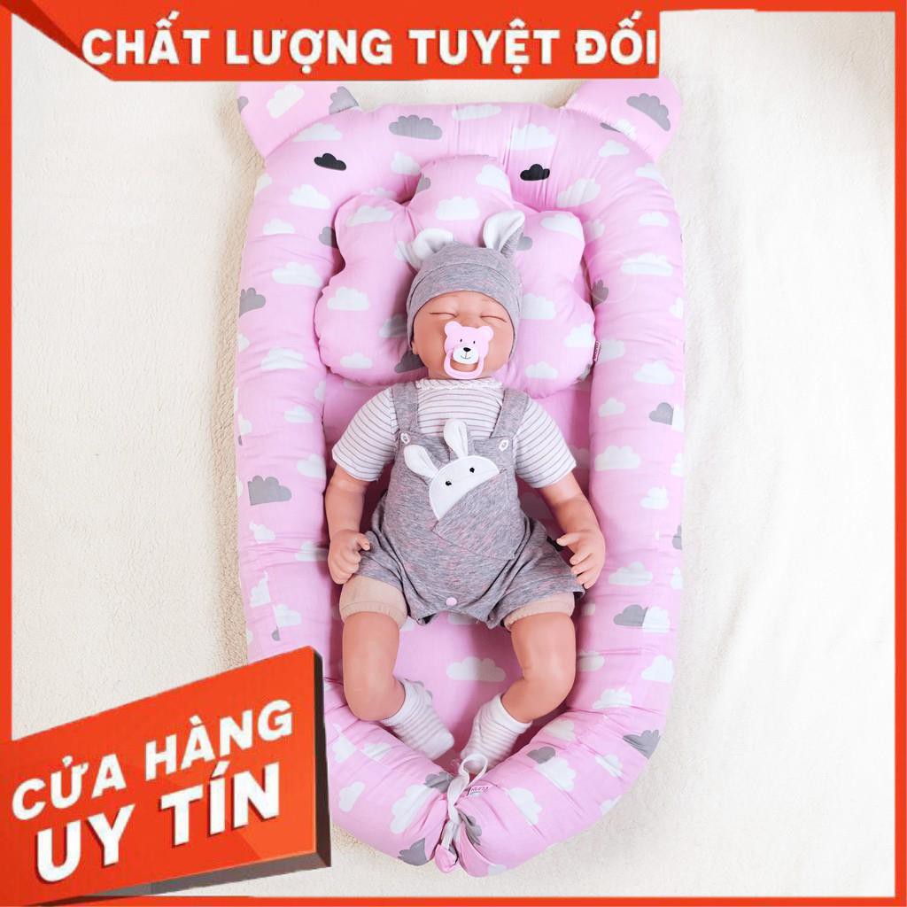 NÔI sơ sinh cho bé Runa kids hoạ tiết Mây Hồng