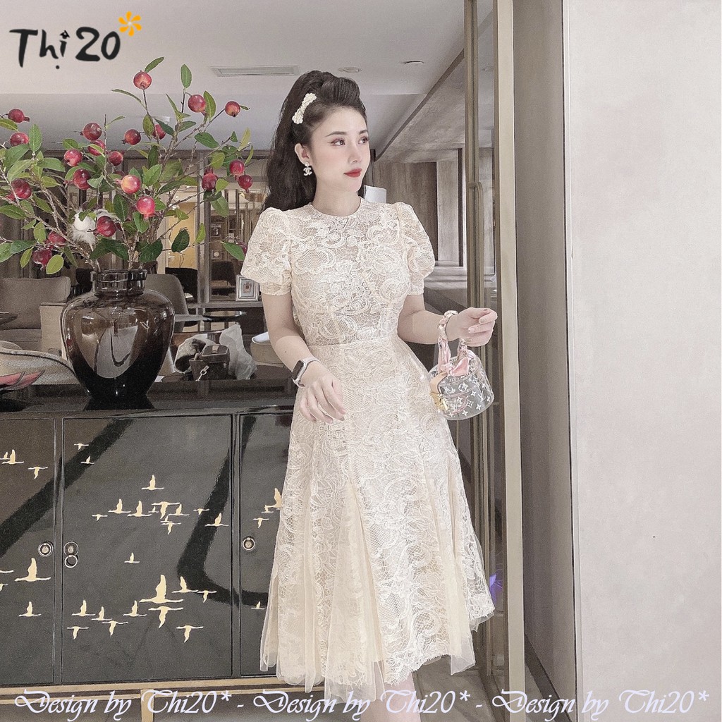 Đầm dự tiệc ren dáng xòe V4007, thời trang thiết kế Thi20* phù hợp diện đi làm, đi sự kiện, đi tiệc, đi chơi, đi biển
