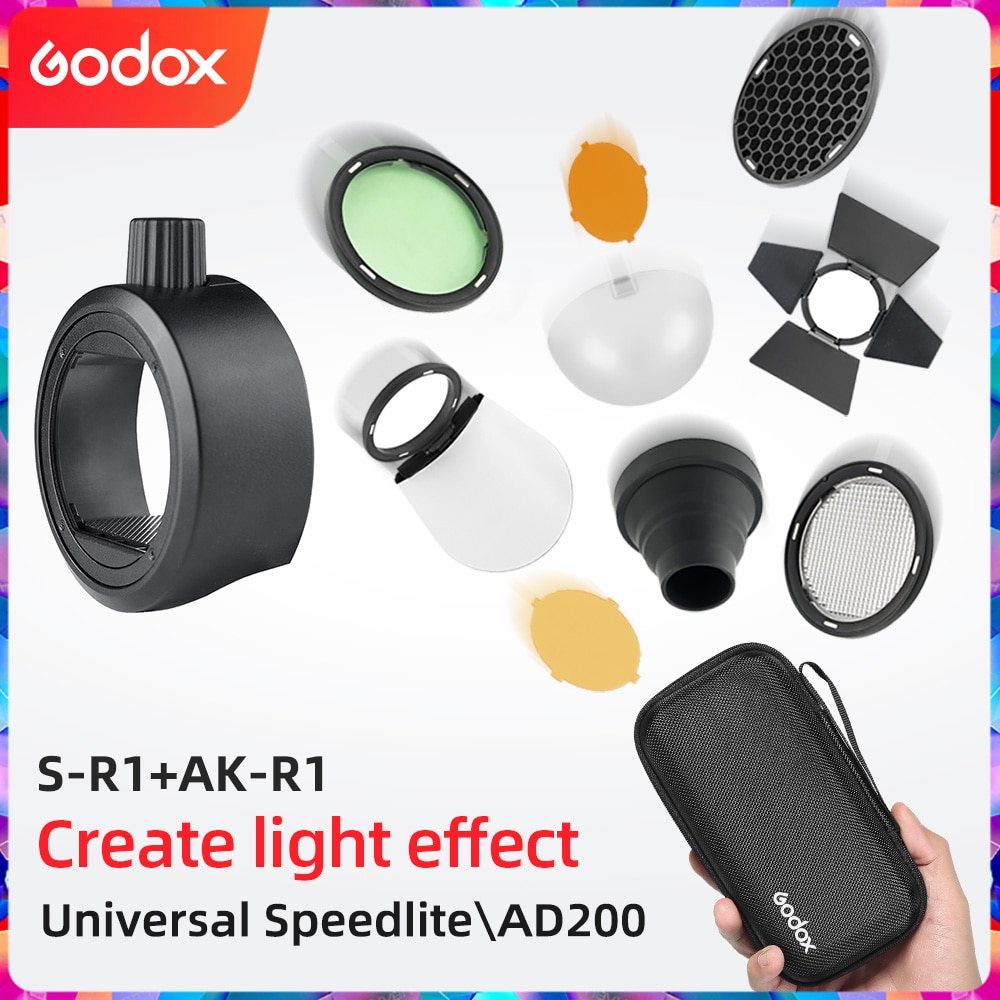 Bóng lọc màu tổ ong nhiều loại tùy chọn cho Flash Godox AK-R1 + S-R1 Barn V1