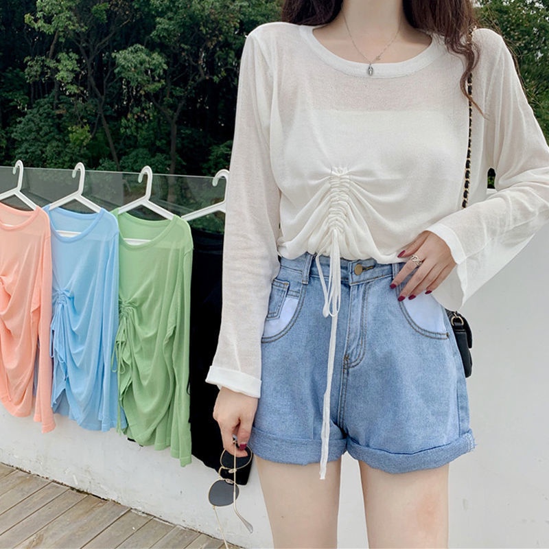 Áo Thun Tay Dài Chống Nắng Dáng Rộng Phong Cách Hàn Quốc Thời Trang Mùa Hè Hàng Mới Dành Cho Bạn Nữ