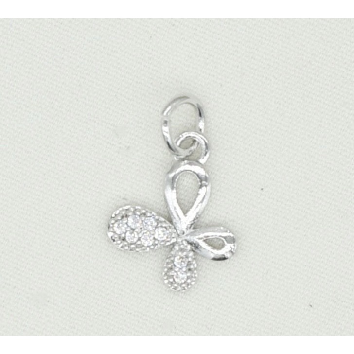 Hồ Điệp Nơ treo nhỏ đính đá - Charm Phụ kiện trang sức xâu vòng tay phong thuỷ nam nữ, chuỗi hạt kim loại đồng zircon
