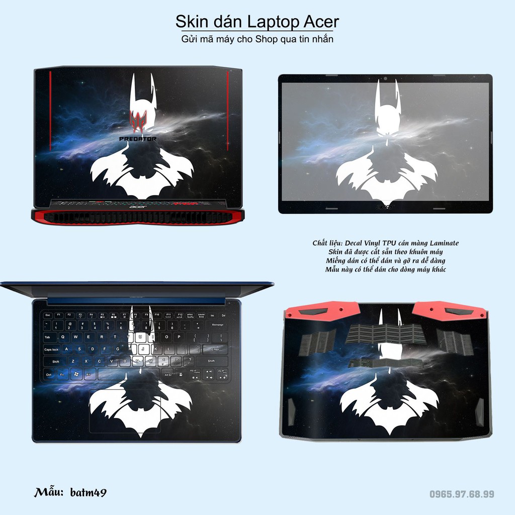 Skin dán Laptop Acer in hình Người dơi _nhiều mẫu 2 (inbox mã máy cho Shop)