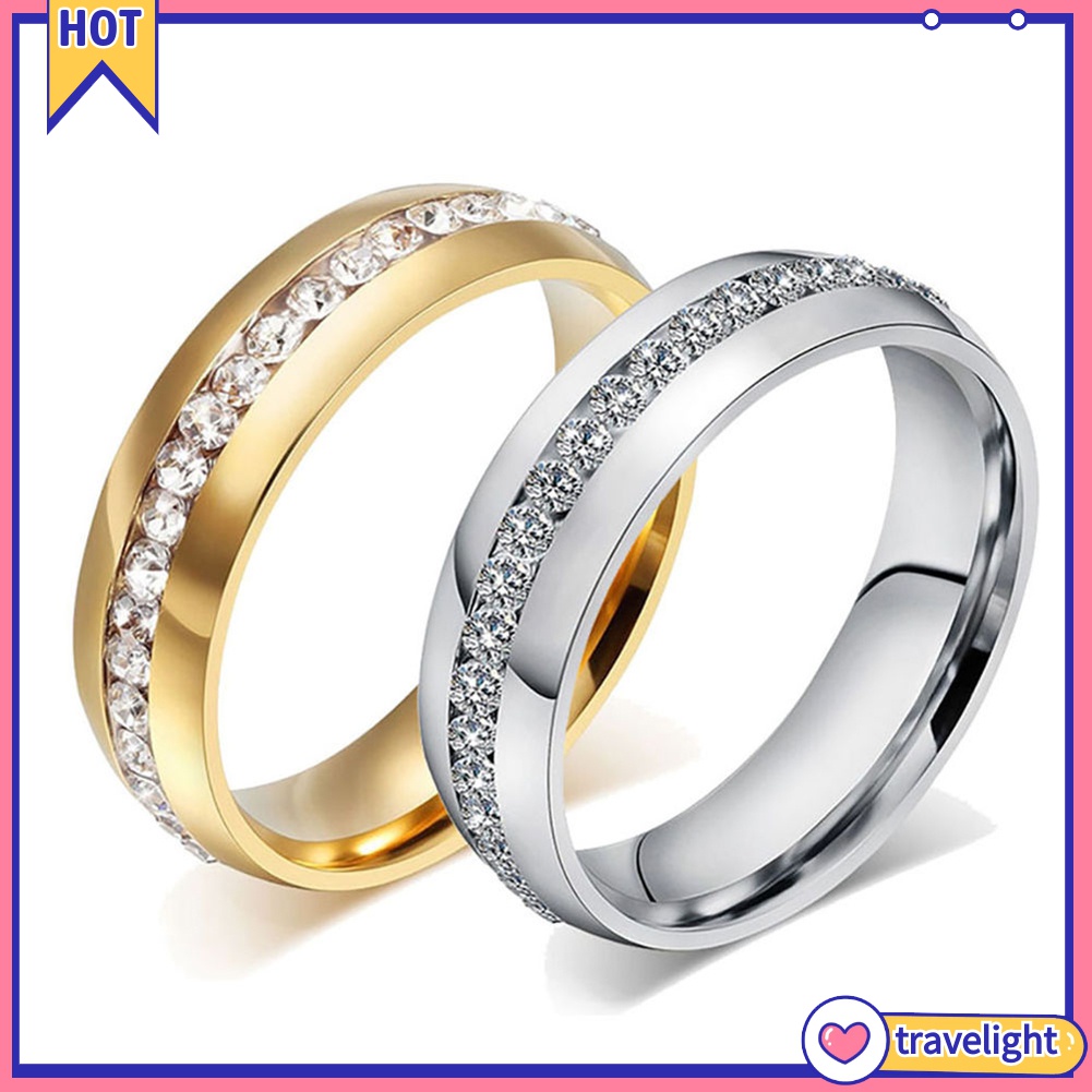 Nhẫn Cưới Chất Liệu Thép Titan Đính Đá Kích Thước 6-13