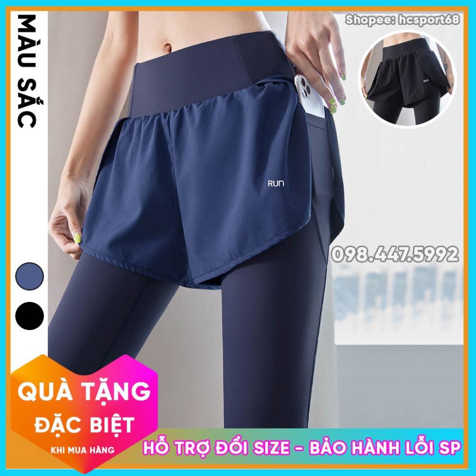 Quần Tập Gym Yoga Nữ QD28 Chất Thun Lạnh, Có Quần Short Phía Trước Chống Lộ, Kèm Túi Đưng - HcSport68 *