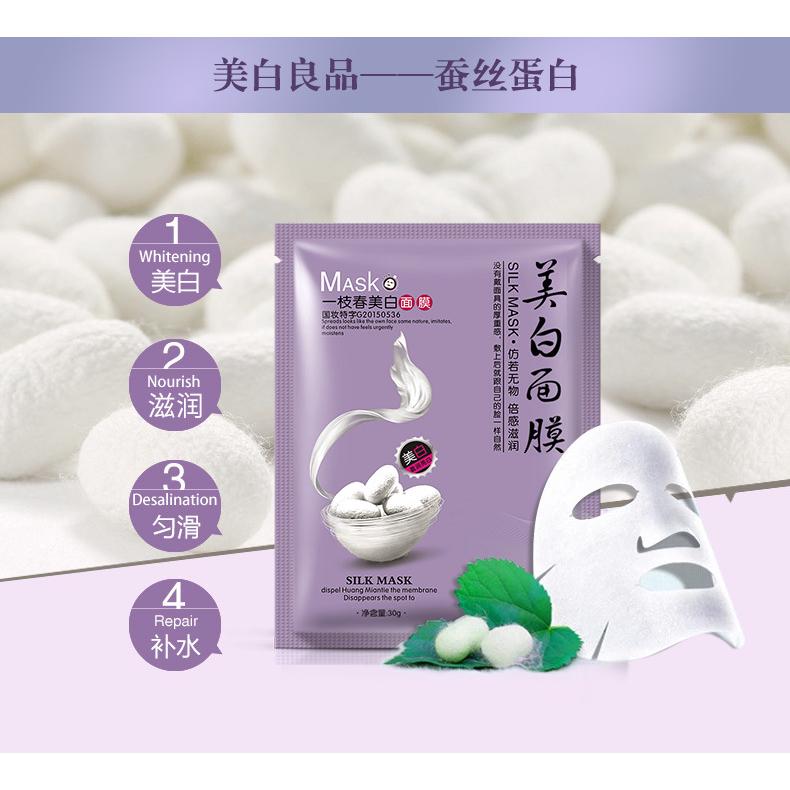 Mặt nạ tơ tằm dưỡng ẩm làm trắng da kiểm soát dầu mụn