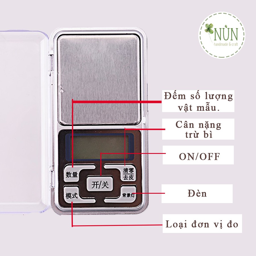 Cân Điện Tử Bỏ Túi Tiểu Ly Mini 0,1- 500g Dùng Pha Tỷ Lệ Resin Epoxy