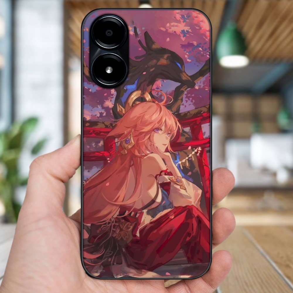 Ốp lưng Vivo Y02s viền đen in hình Yae Miko Genshin Impact