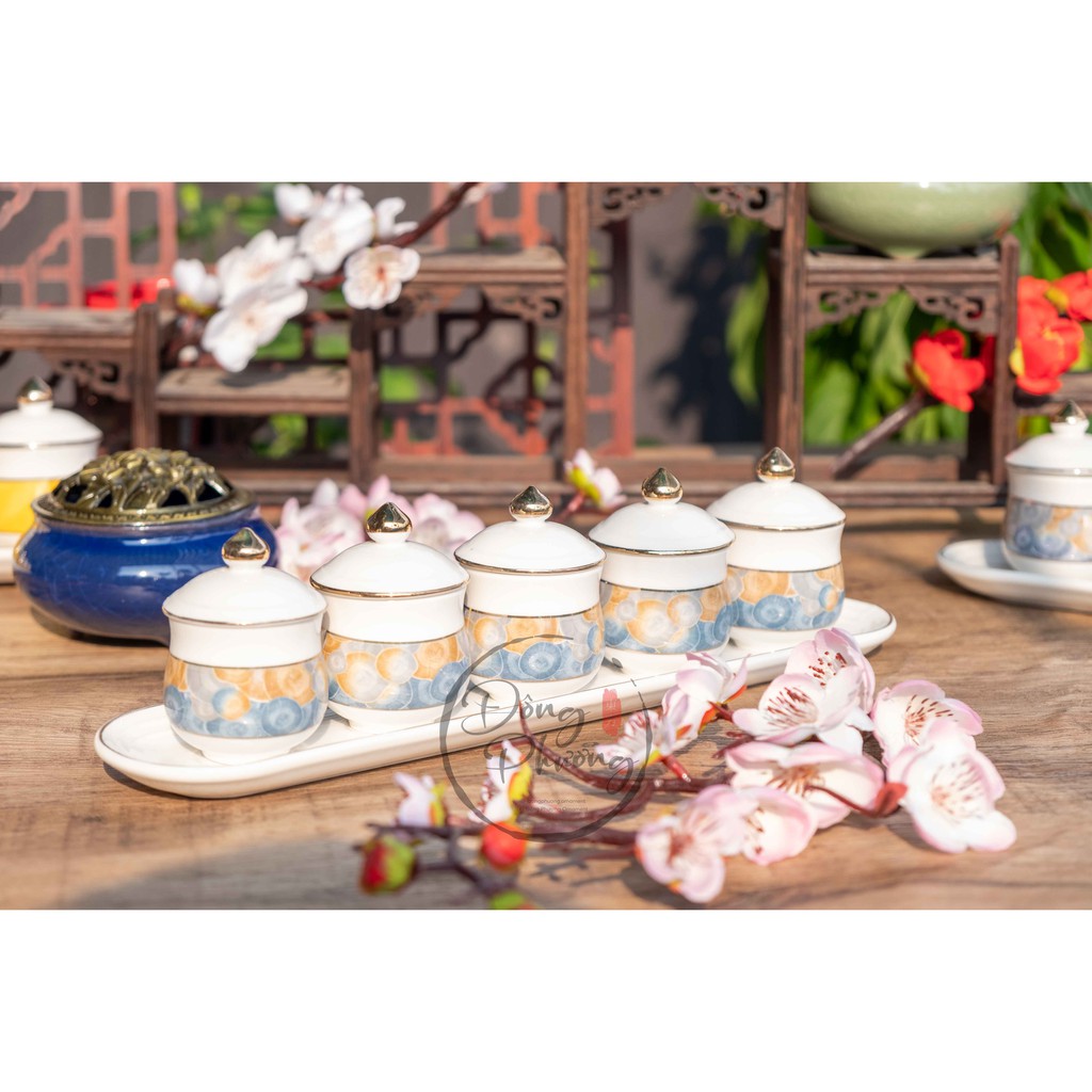 [ĐỒ THỜ CÚNG] CHUNG NƯỚC CÚNG SỨ TRẮNG VÂN XANH NGỌC CAO CẤP