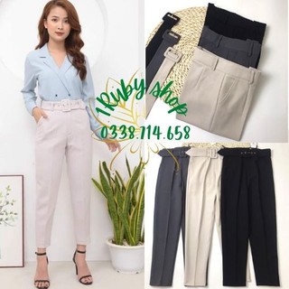 Quần Baggy Nữ Đai Hàn Quốc 🍀FRRESHIP🍀Quần Tây Nữ Cạp Cao Vải Cao Cấp Form Chuẩn Đẹp Kèm Đai