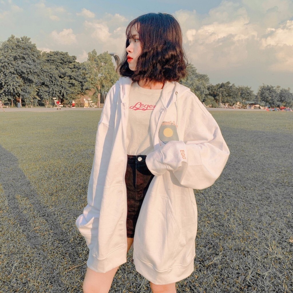 Áo khoác hoodie chống nắng 123SHOP dành cho nam nữ In Hình Egg form rộng unisex loại dây kéo ulzzang | BigBuy360 - bigbuy360.vn